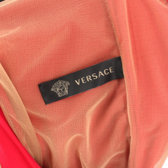 Gianni Versace Red One Shoulder Draping Scarf Embellished Mini Dress 42 US 4 6 - Picture 10 of 11
